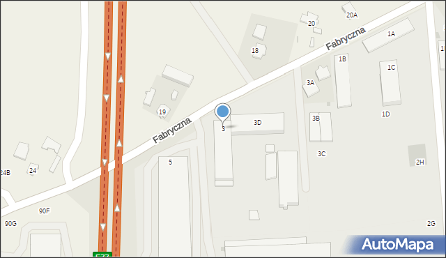 Grójec, Fabryczna, 3, mapa Grójec