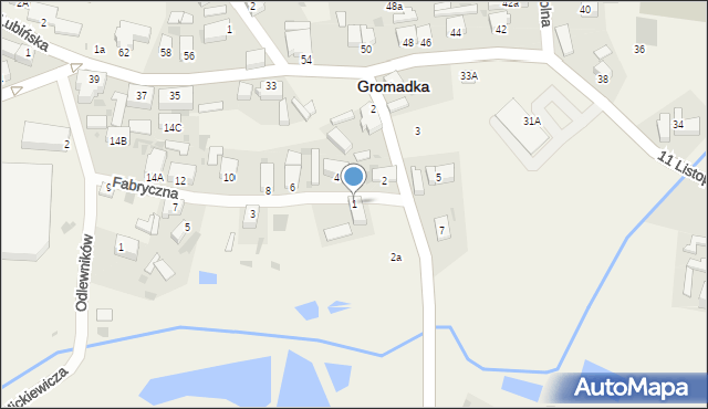 Gromadka, Fabryczna, 1, mapa Gromadka