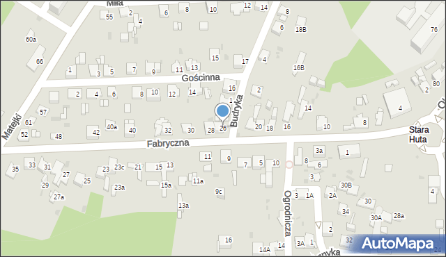 Jaworzno, Fabryczna, 26, mapa Jaworzno