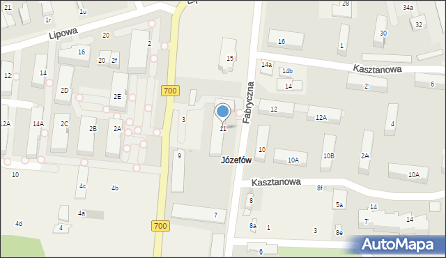 Józefów, Fabryczna, 11, mapa Józefów