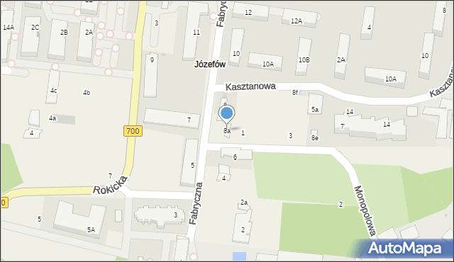 Józefów, Fabryczna, 8a, mapa Józefów