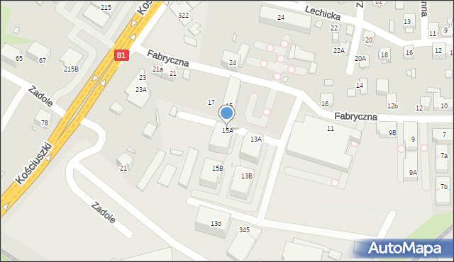 Katowice, Fabryczna, 15A, mapa Katowic