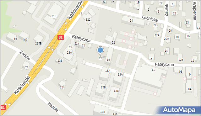 Katowice, Fabryczna, 17, mapa Katowic