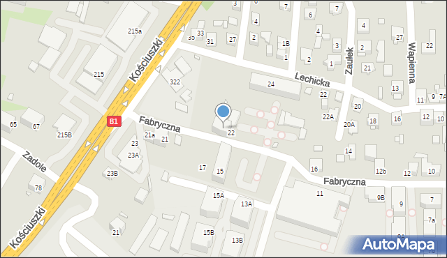 Katowice, Fabryczna, 24, mapa Katowic