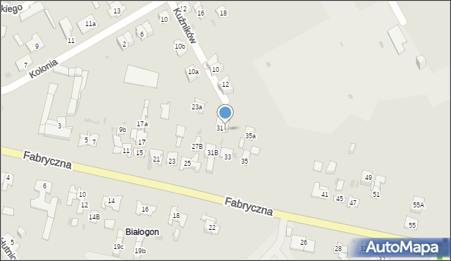 Kielce, Fabryczna, 33a, mapa Kielc