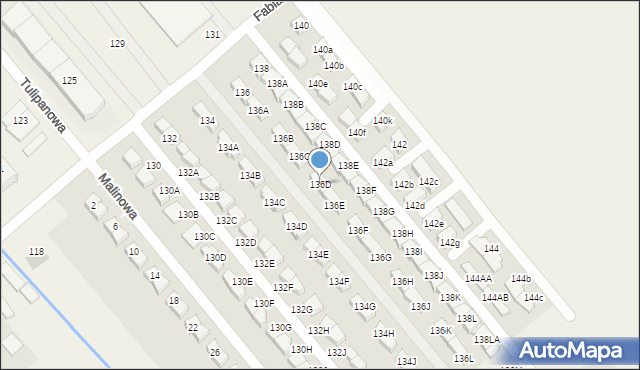 Komorniki, Fabianowska, 136D, mapa Komorniki