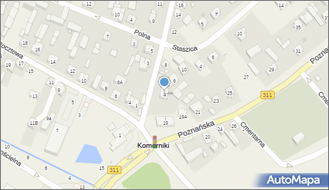 Komorniki, Fabianowska, 4, mapa Komorniki