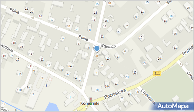 Komorniki, Fabianowska, 8, mapa Komorniki