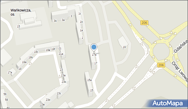 Koszalin, Fałata Juliana, 17a, mapa Koszalina