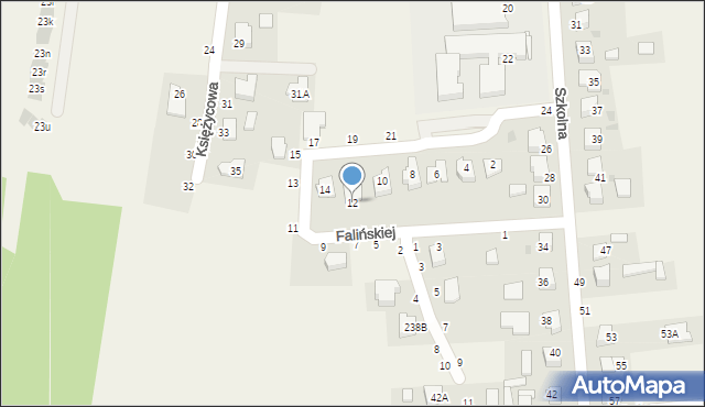 Koszyce Wielkie, Falińskiej Irmy, 12, mapa Koszyce Wielkie