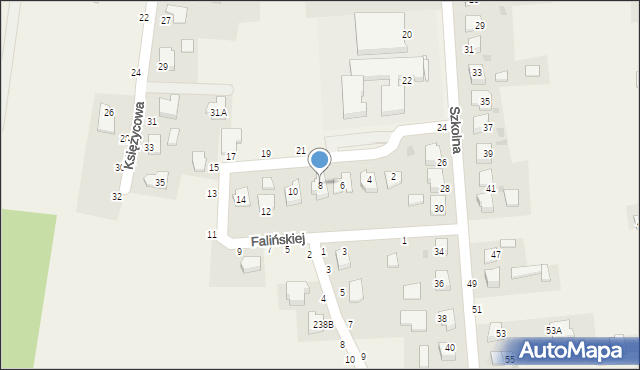 Koszyce Wielkie, Falińskiej Irmy, 8, mapa Koszyce Wielkie