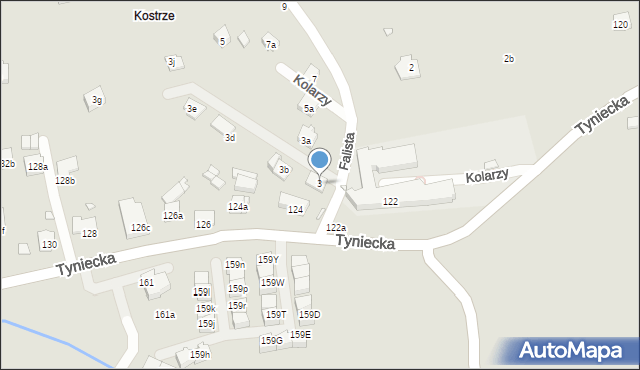 Kraków, Falista, 3, mapa Krakowa
