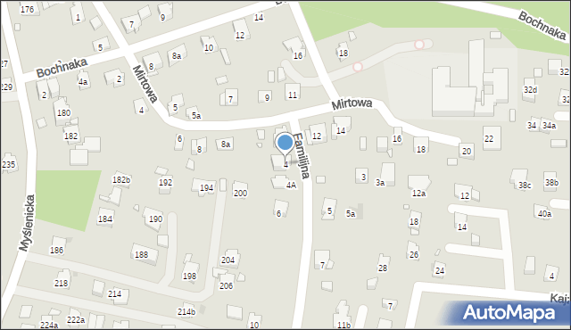 Kraków, Familijna, 4, mapa Krakowa