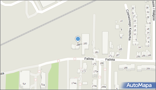 Łódź, Falista, 185, mapa Łodzi