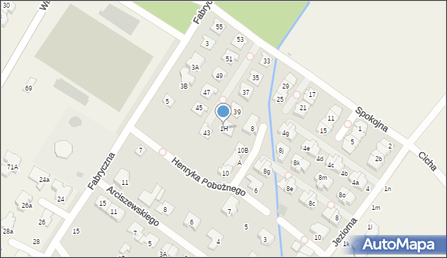 Łomianki, Fabryczna, 1H, mapa Łomianki