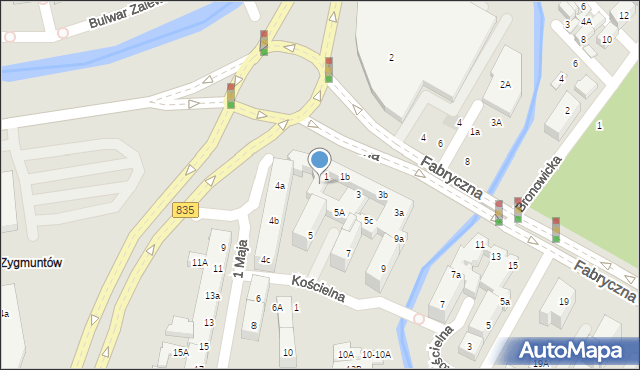 Lublin, Fabryczna, 1A, mapa Lublina