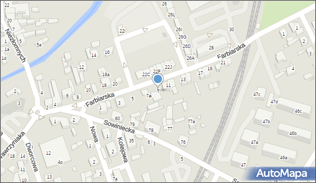 Mosina, Farbiarska, 7, mapa Mosina