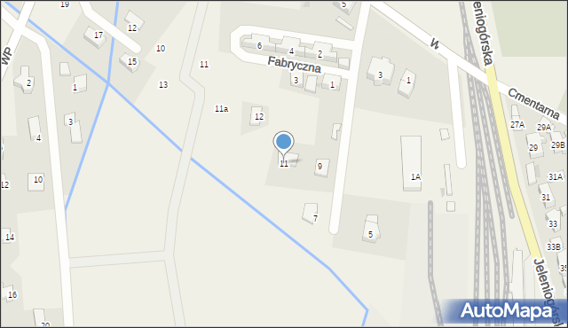 Mysłakowice, Fabryczna, 11, mapa Mysłakowice