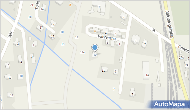 Mysłakowice, Fabryczna, 12, mapa Mysłakowice