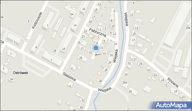 Ostrowiec Świętokrzyski, Fabryczna, 15, mapa Ostrowiec Świętokrzyski