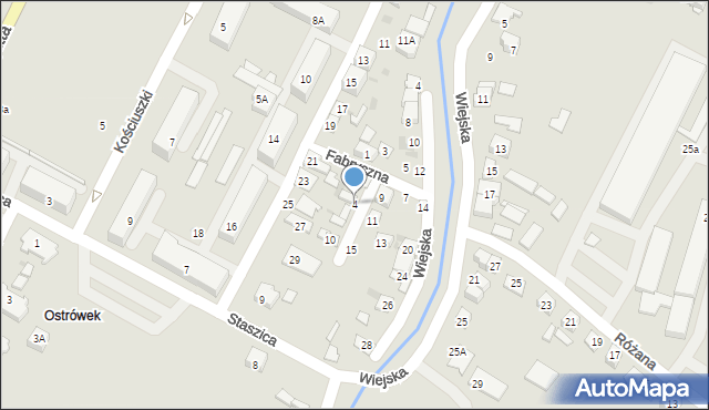 Ostrowiec Świętokrzyski, Fabryczna, 4, mapa Ostrowiec Świętokrzyski