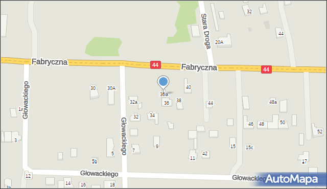 Oświęcim, Fabryczna, 36a, mapa Oświęcimia