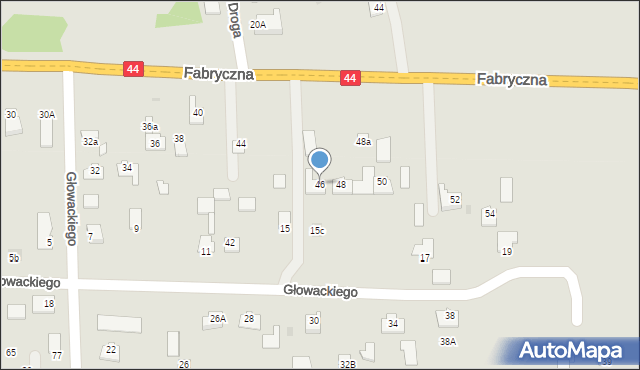 Oświęcim, Fabryczna, 46, mapa Oświęcimia