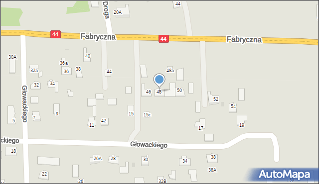 Oświęcim, Fabryczna, 48, mapa Oświęcimia