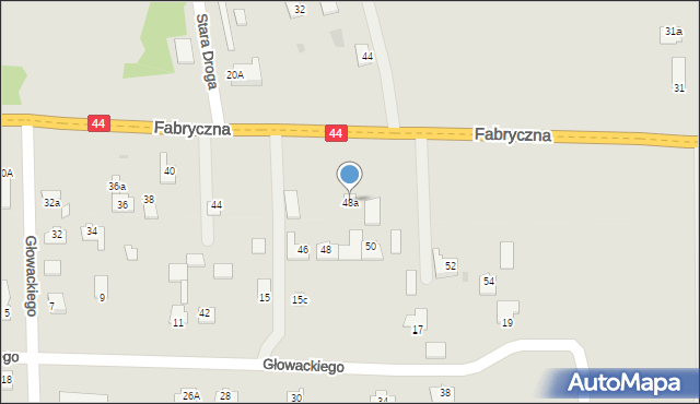 Oświęcim, Fabryczna, 48a, mapa Oświęcimia