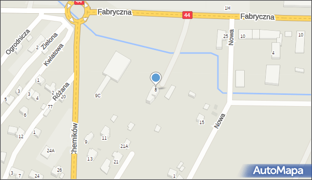 Oświęcim, Fabryczna, 8, mapa Oświęcimia