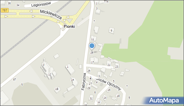 Pionki, Fabryczna, 15, mapa Pionki