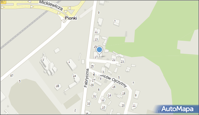 Pionki, Fabryczna, 19, mapa Pionki