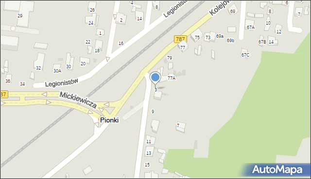 Pionki, Fabryczna, 3, mapa Pionki