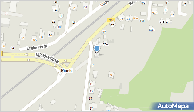 Pionki, Fabryczna, 5, mapa Pionki