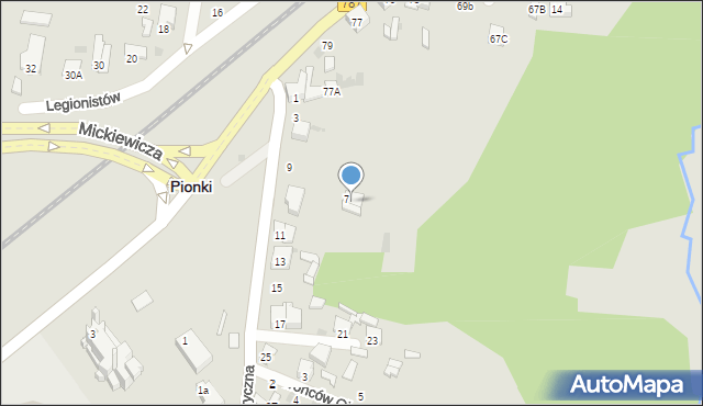 Pionki, Fabryczna, 9, mapa Pionki