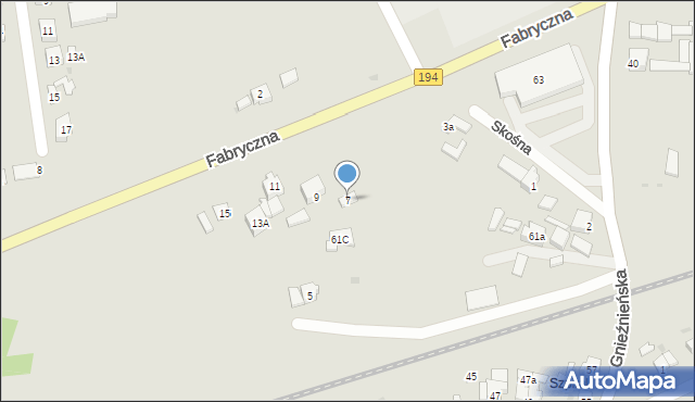 Pobiedziska, Fabryczna, 7, mapa Pobiedziska