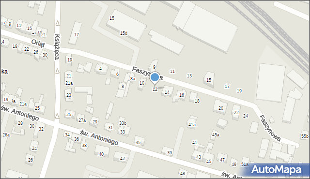 Poznań, Faszynowa, 12, mapa Poznania