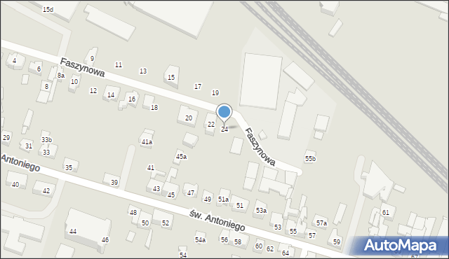 Poznań, Faszynowa, 24, mapa Poznania