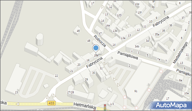 Poznań, Fabryczna, 18a, mapa Poznania