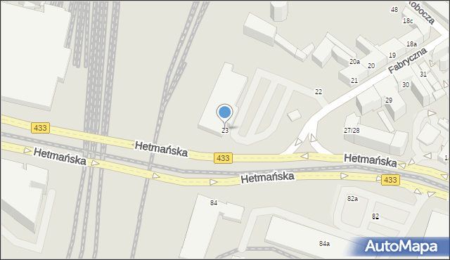 Poznań, Fabryczna, 23, mapa Poznania