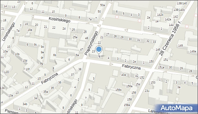 Poznań, Fabryczna, 5, mapa Poznania