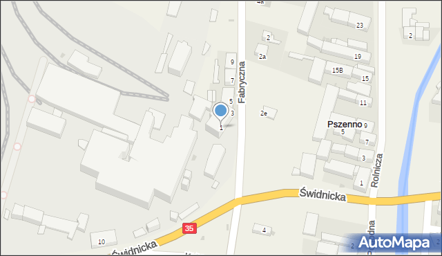 Pszenno, Fabryczna, 1, mapa Pszenno