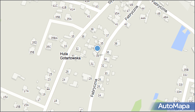 Rybnik, Fabryczna, 33, mapa Rybnika