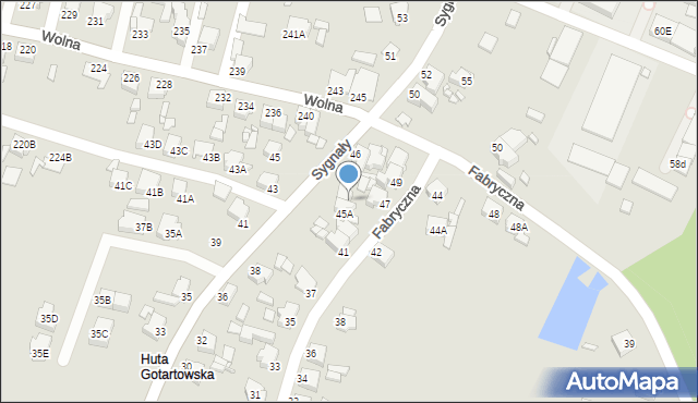 Rybnik, Fabryczna, 47A, mapa Rybnika