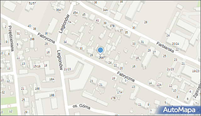 Tomaszów Mazowiecki, Fabryczna, 26A, mapa Tomaszów Mazowiecki