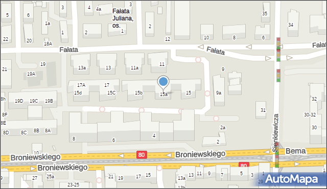 Toruń, Fałata Juliana, 15a, mapa Torunia