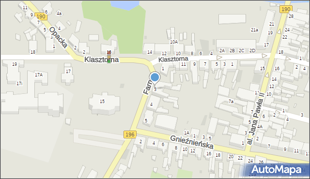 Wągrowiec, Farna, 3, mapa Wągrowiec