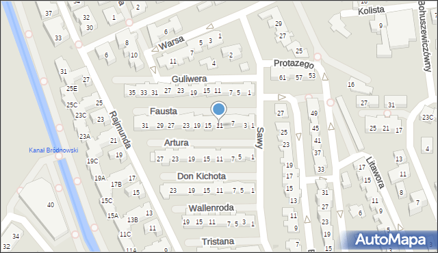 Warszawa, Fausta, 11, mapa Warszawy