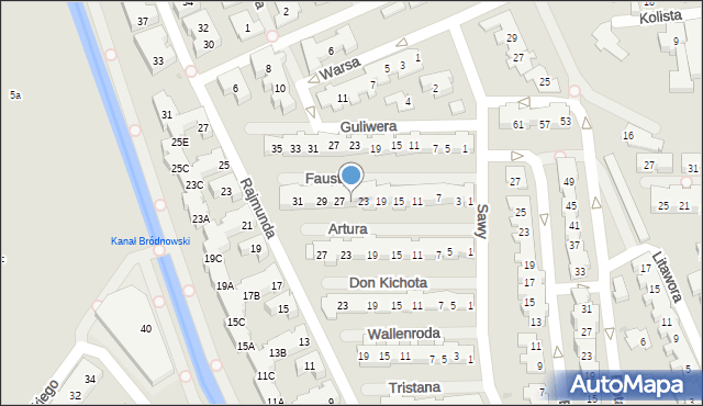 Warszawa, Fausta, 25, mapa Warszawy