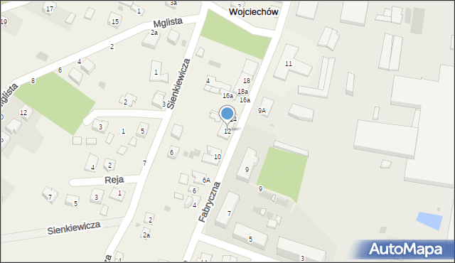 Wojciechów, Fabryczna, 12, mapa Wojciechów